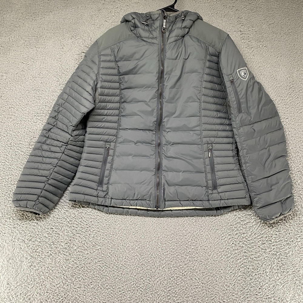 Kuhl Spyfire Jacket Womens XL Projekt Hooded Down Puffer Full Zip Outdoor Hiking